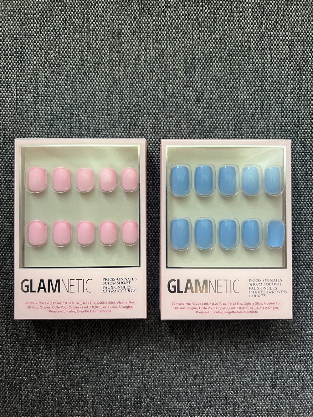 NEW 2 Sets GLAMnetic Press-On Nail Duo Set — Pink & Blue Short Nails